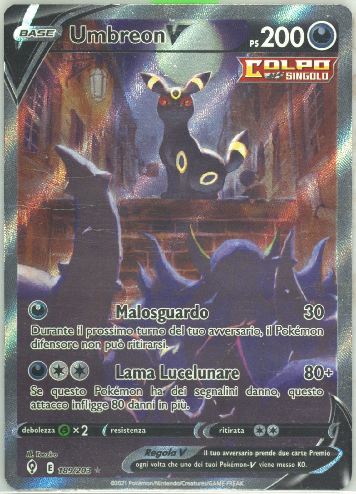 Full Art/Umbreon V Italian (189) 2021 Pokemon Sword & Shield Evolving Skies