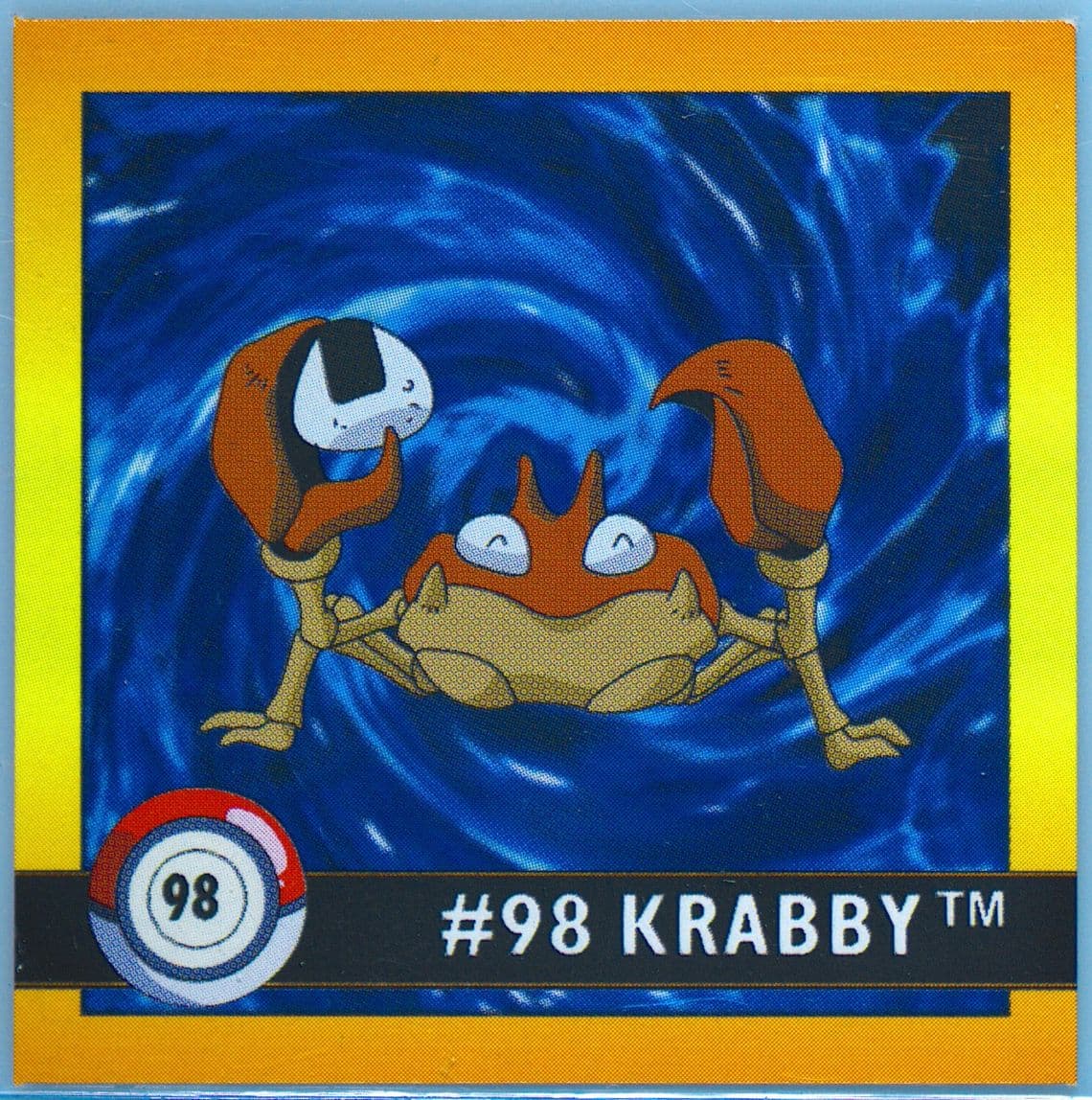 Krabby (98) 1999 Pokemon Stickers Series 1