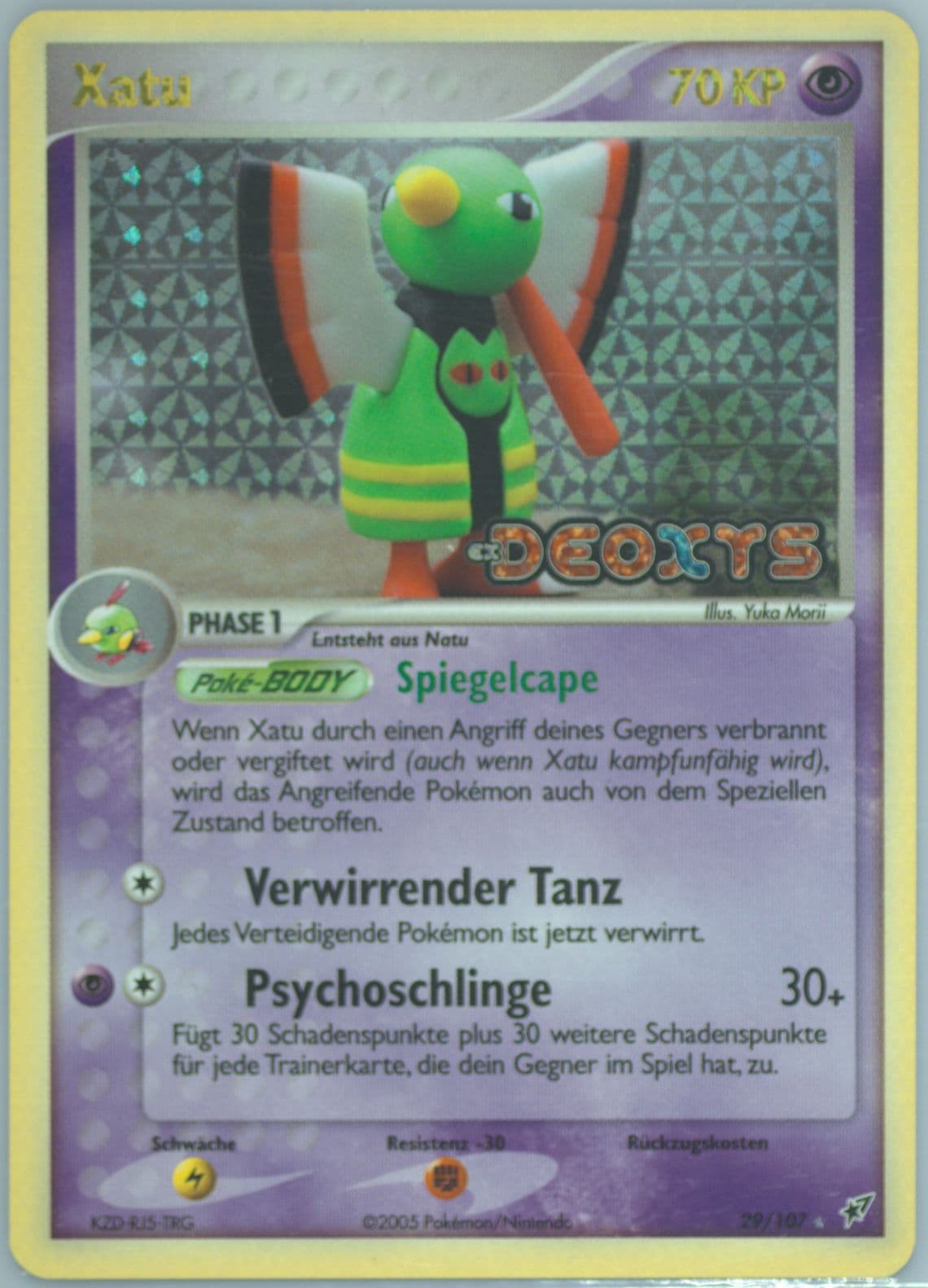 Xatu-Reverse Foil German (29) 2005 Pokemon EX Deoxys