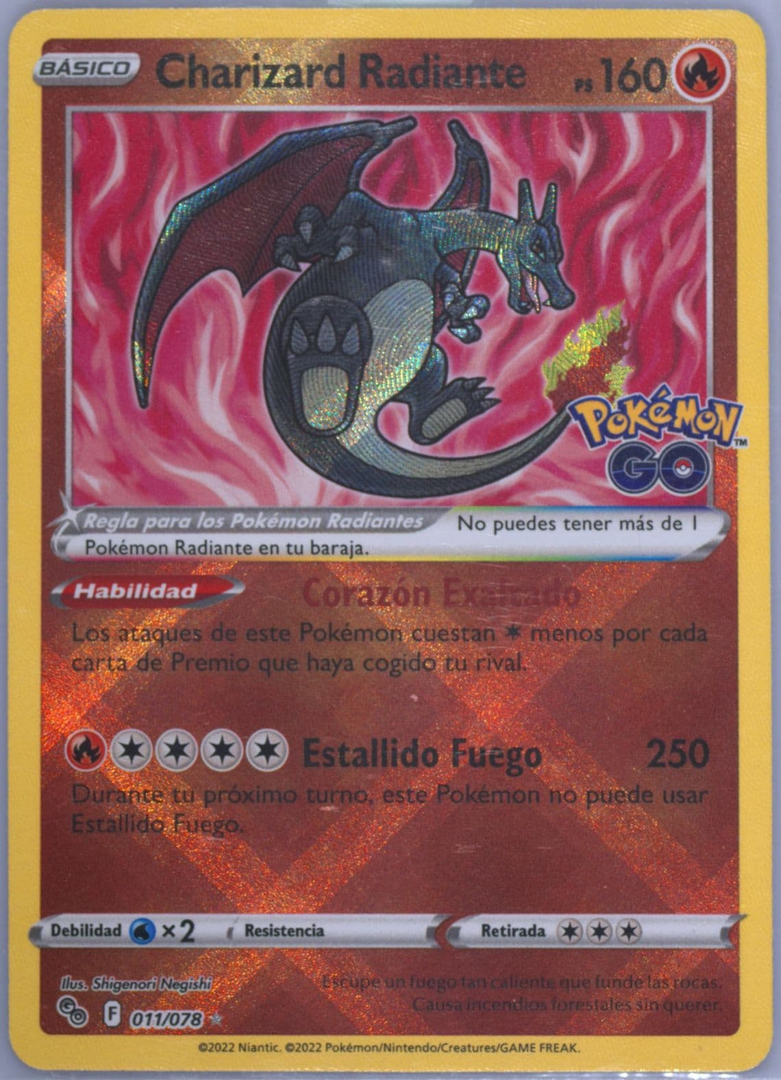Charizard Radiante Spanish (011) 2022 Pokemon Go