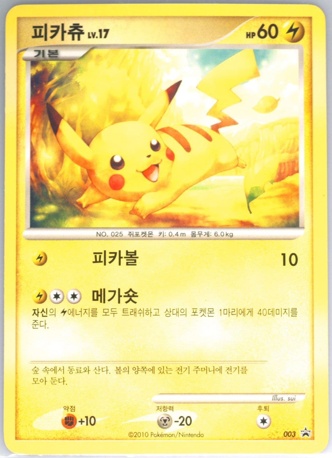 Pikachu Battle Zone (003) 2010 Pokemon Korean Black Star Promo