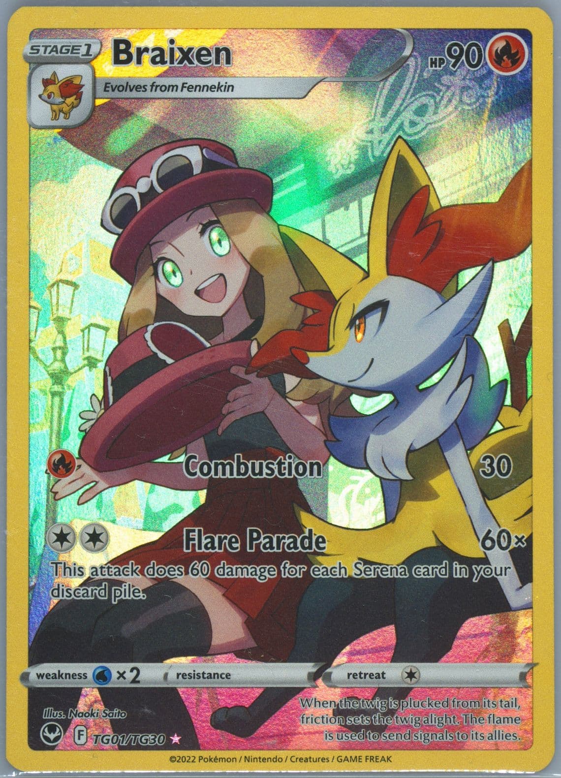 Full Art/Braixen (TG01) 2022 Pokemon Sword & Shield Silver Tempest