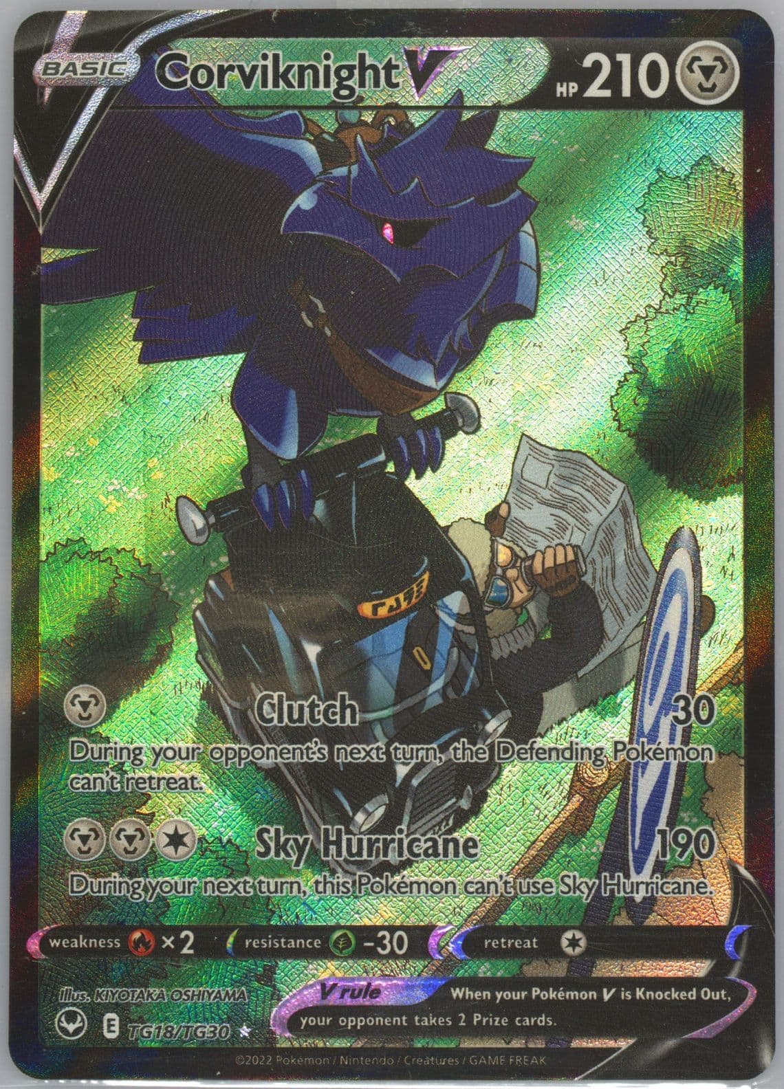 Full Art/Corviknight V (TG18) 2022 Pokemon Sword & Shield Silver Tempest