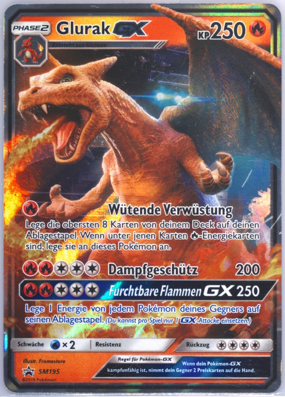 Glurak GX Detective Pikachu Charizard-GX-German (SM195) 2019 Pokemon SM Black Star Promo