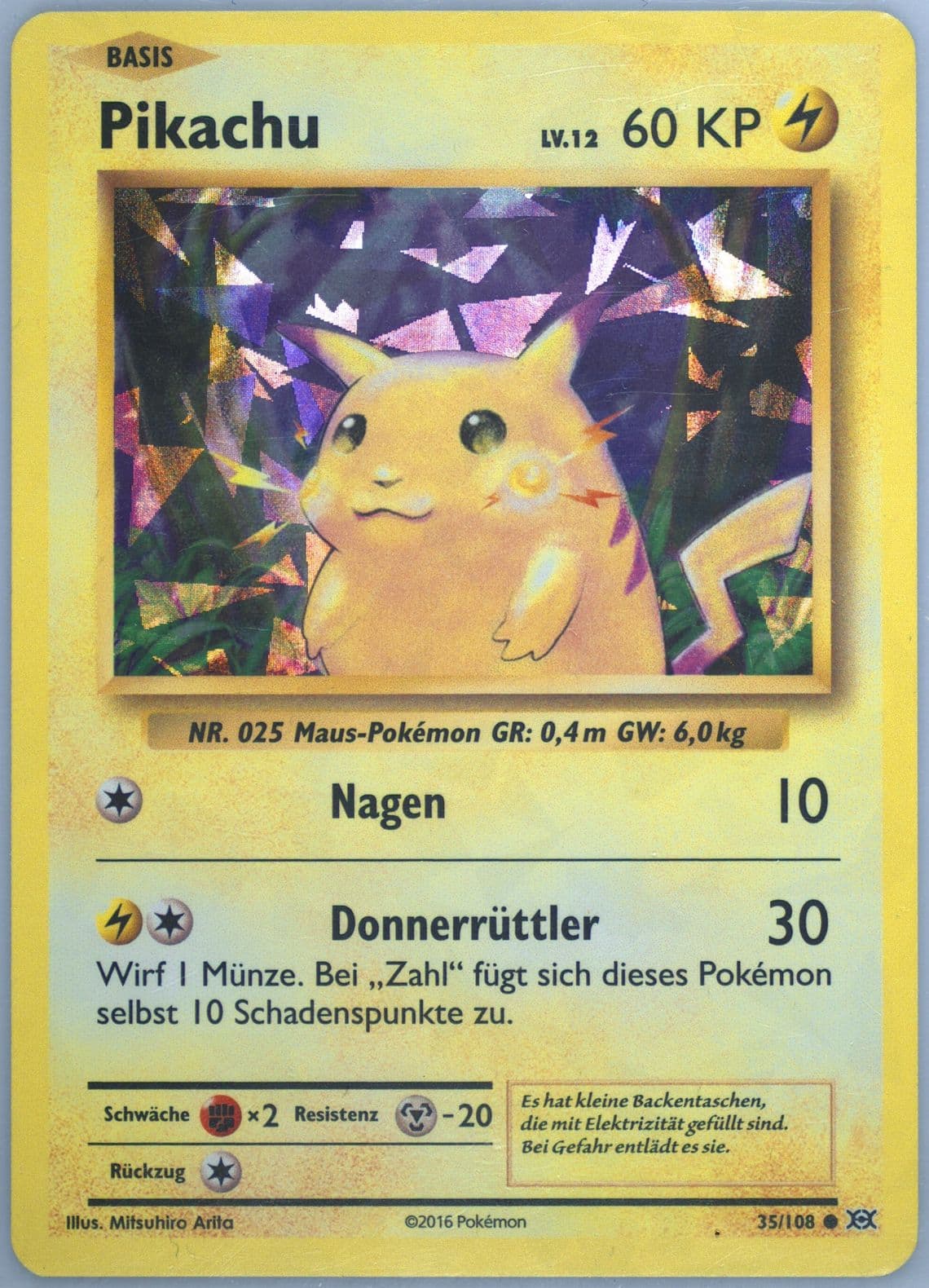 Pikachu-Holo Cracked Ice-German (35) 2016 Pokemon XY Evolutions