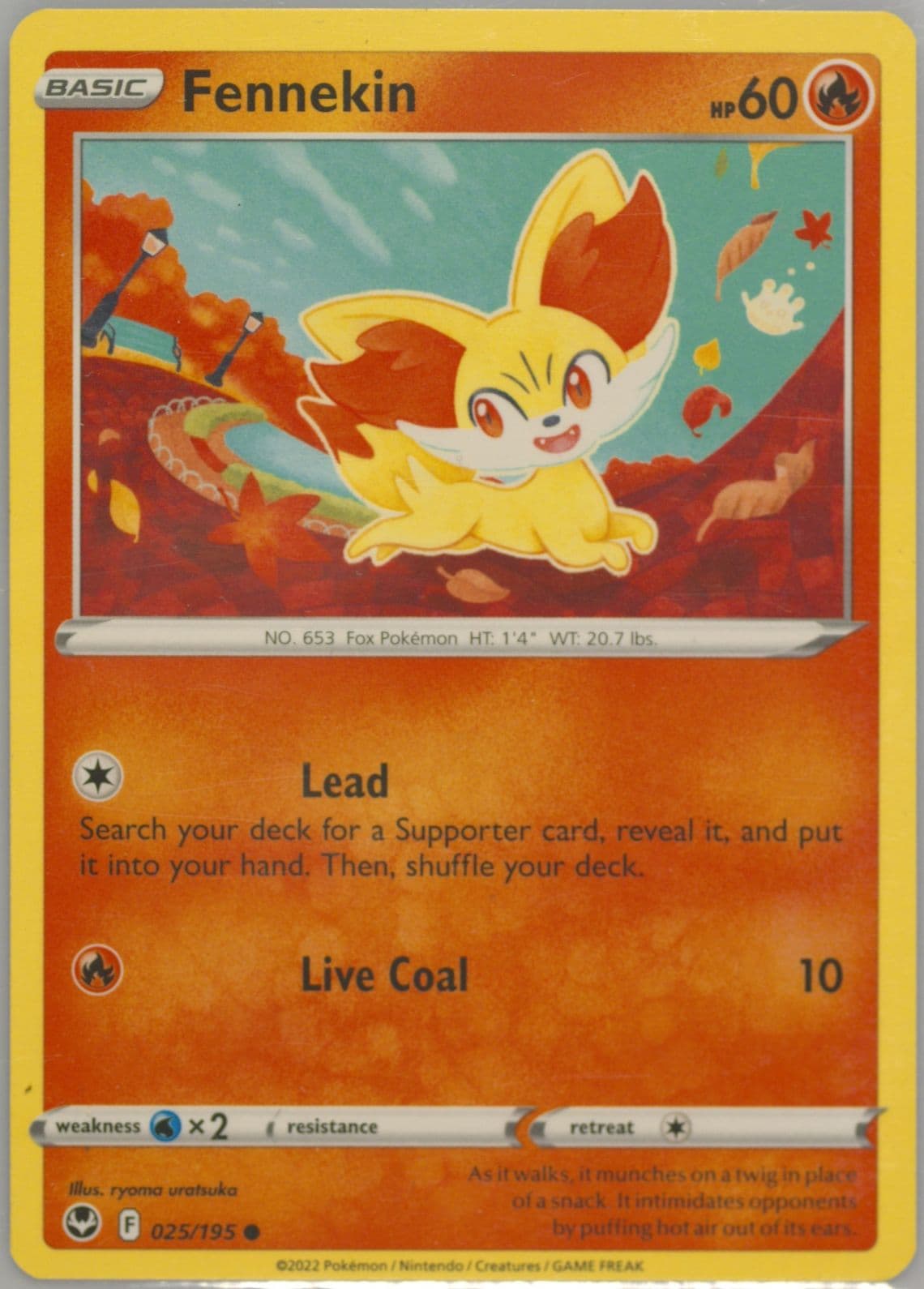 Fennekin (025) 2022 Pokemon Sword & Shield Silver Tempest