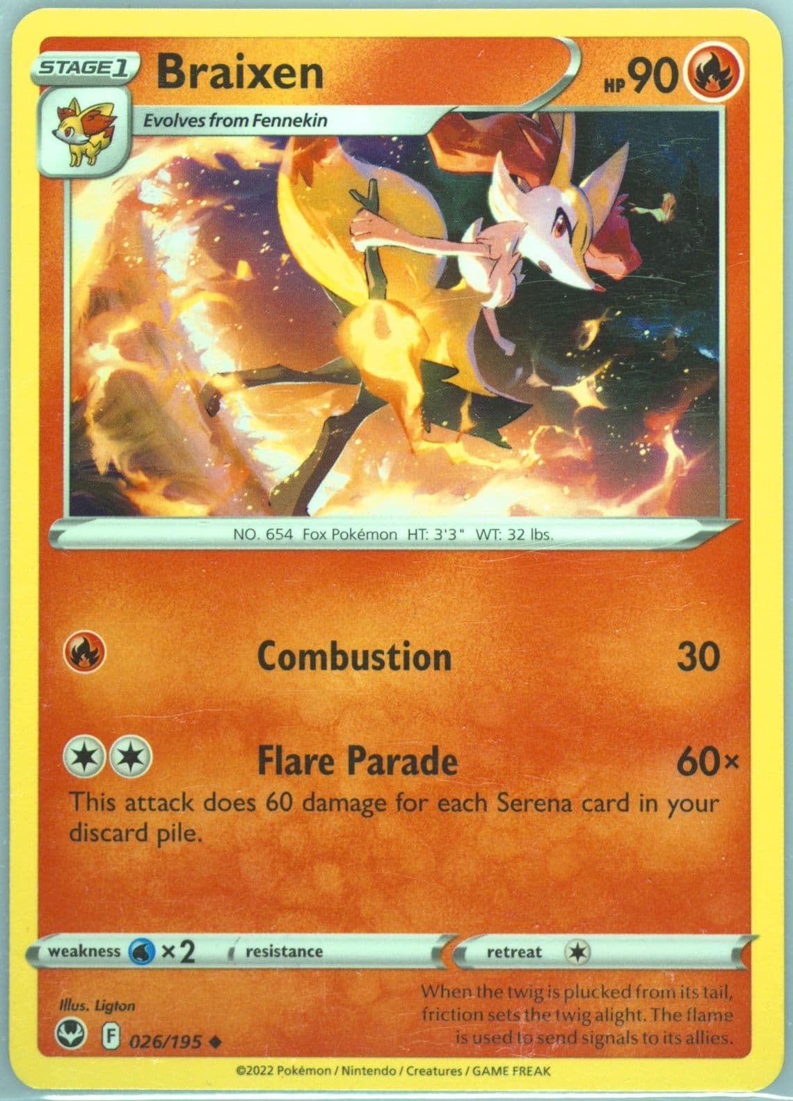 Braixen (026) 2022 Pokemon Sword & Shield Silver Tempest