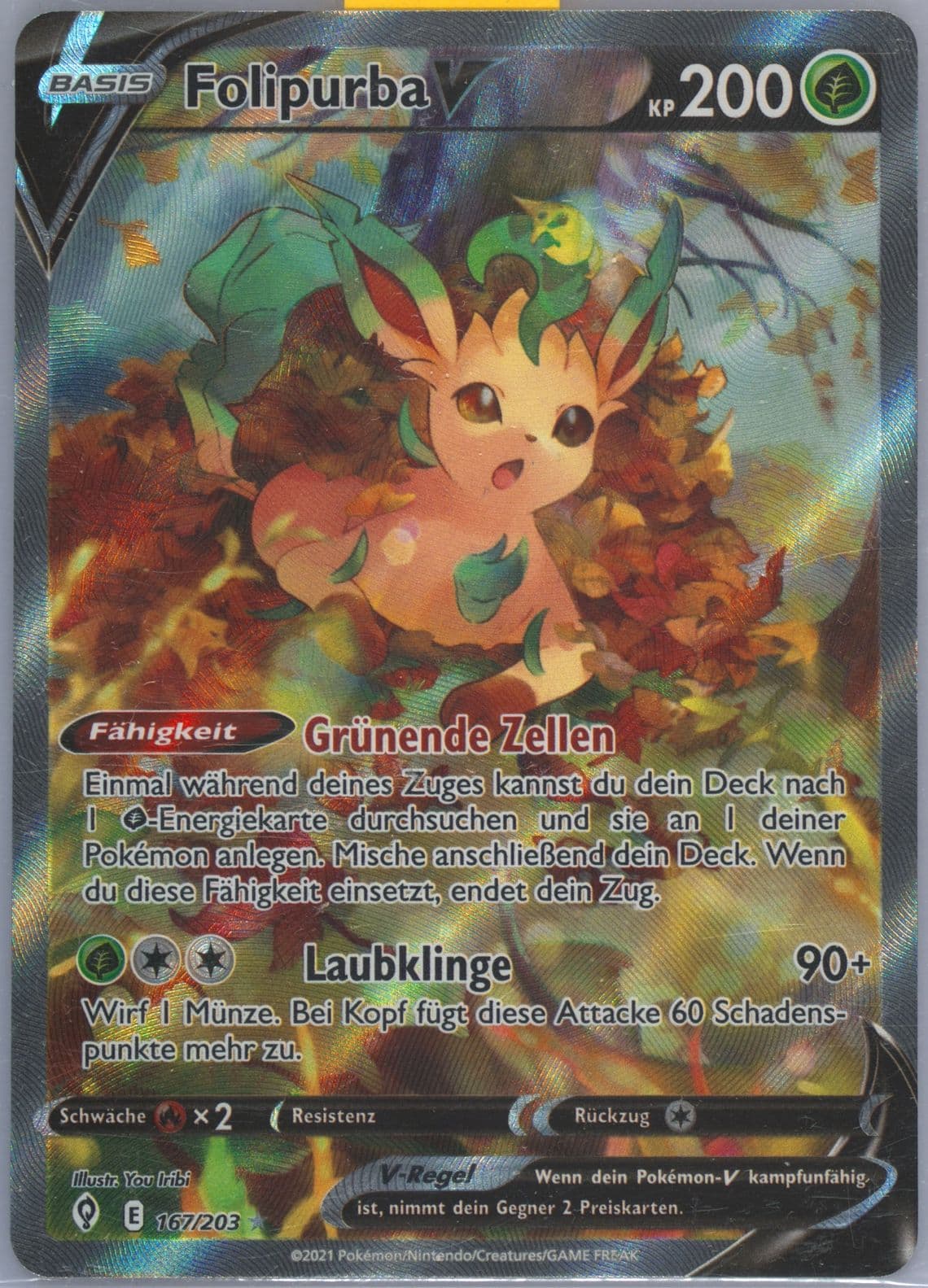 Full Art/Folipurba V German (167) 2021 Pokemon Sword & Shield Evolving Skies