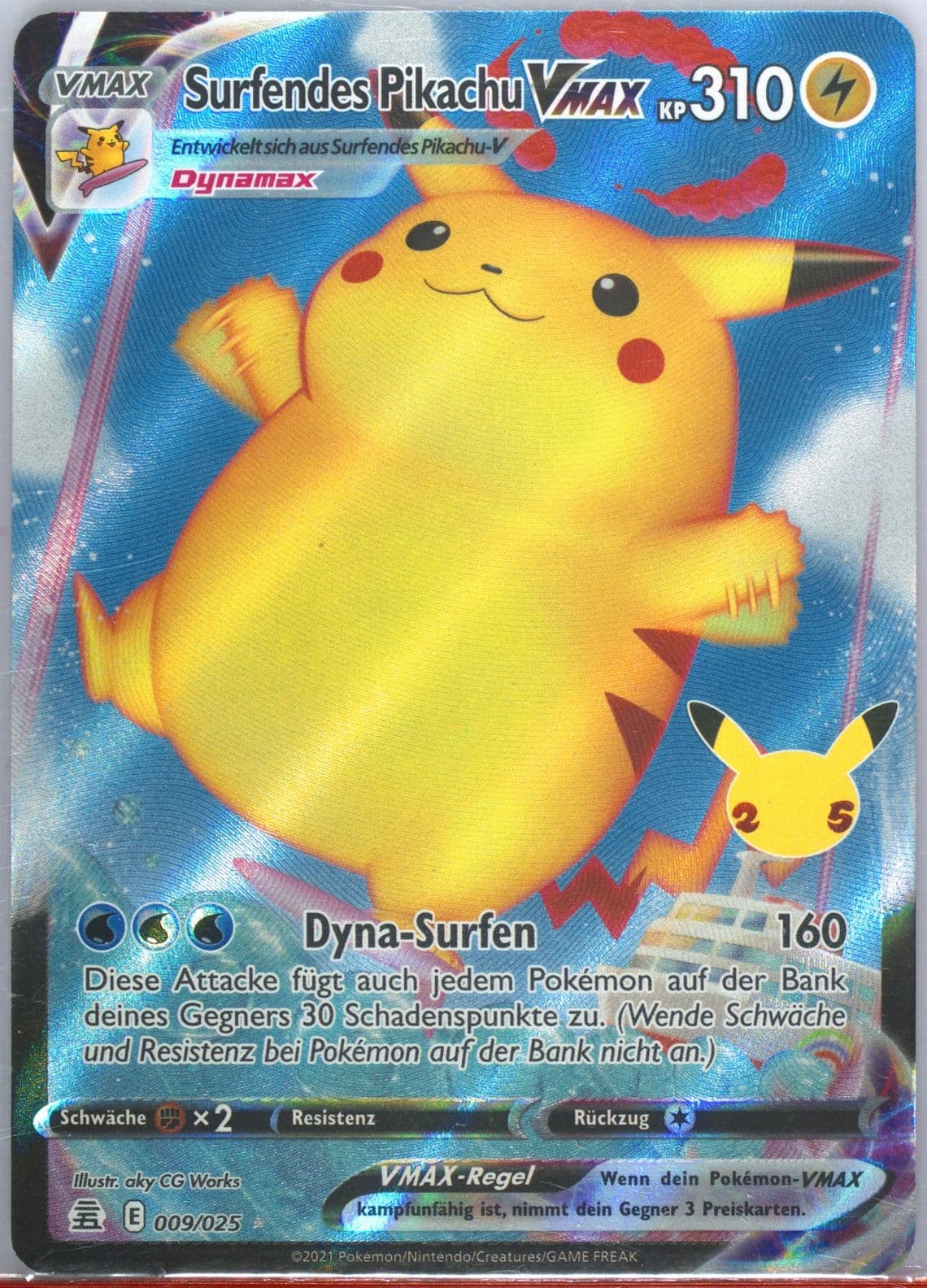 Full Art/Surfendes Pikachu Vmax German (009) 2021 Pokemon Celebrations
