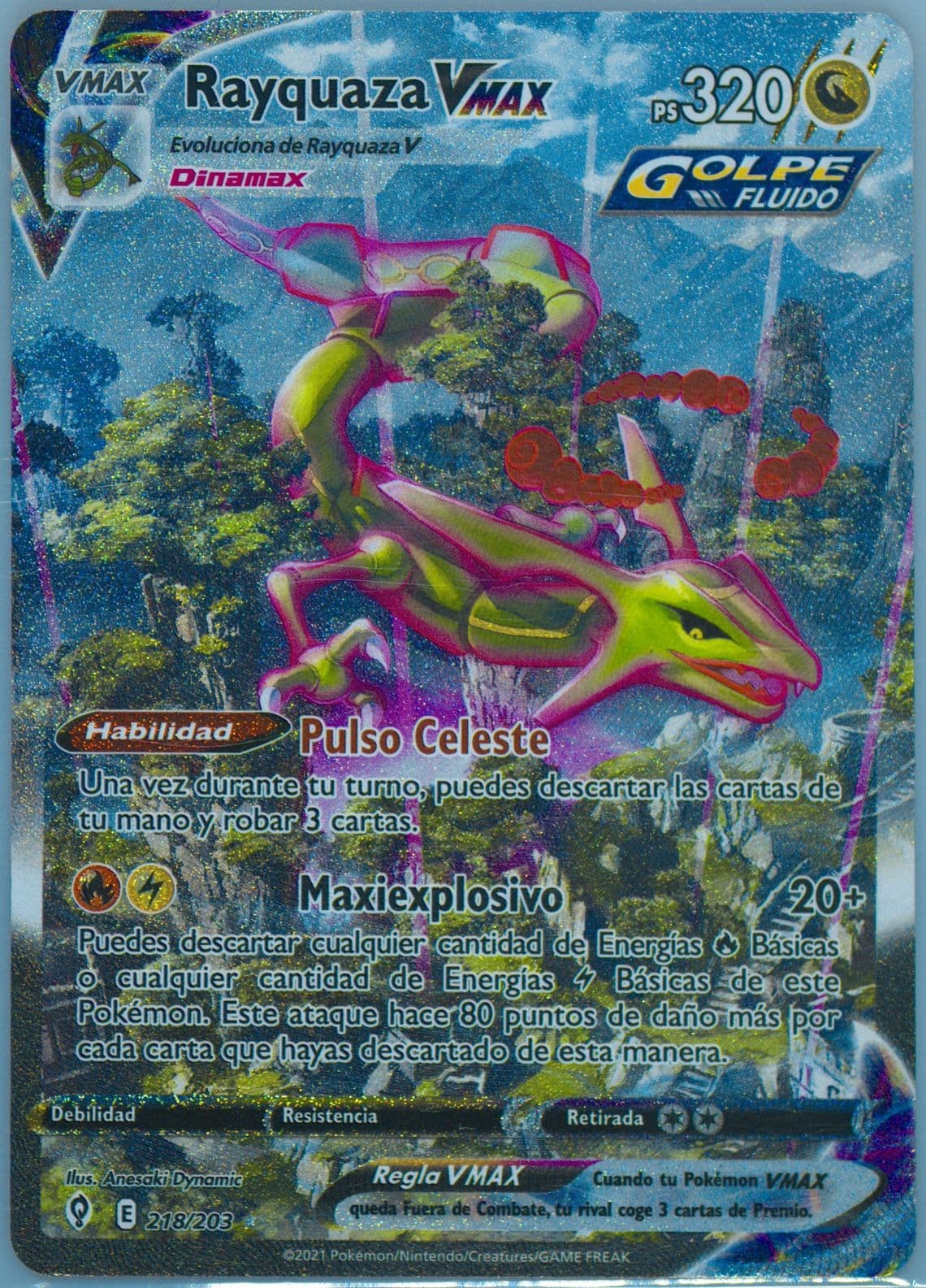 Full Art/Rayquaza Vmax Spanish-Secret (218) 2021 Pokemon Sword & Shield Evolving Skies
