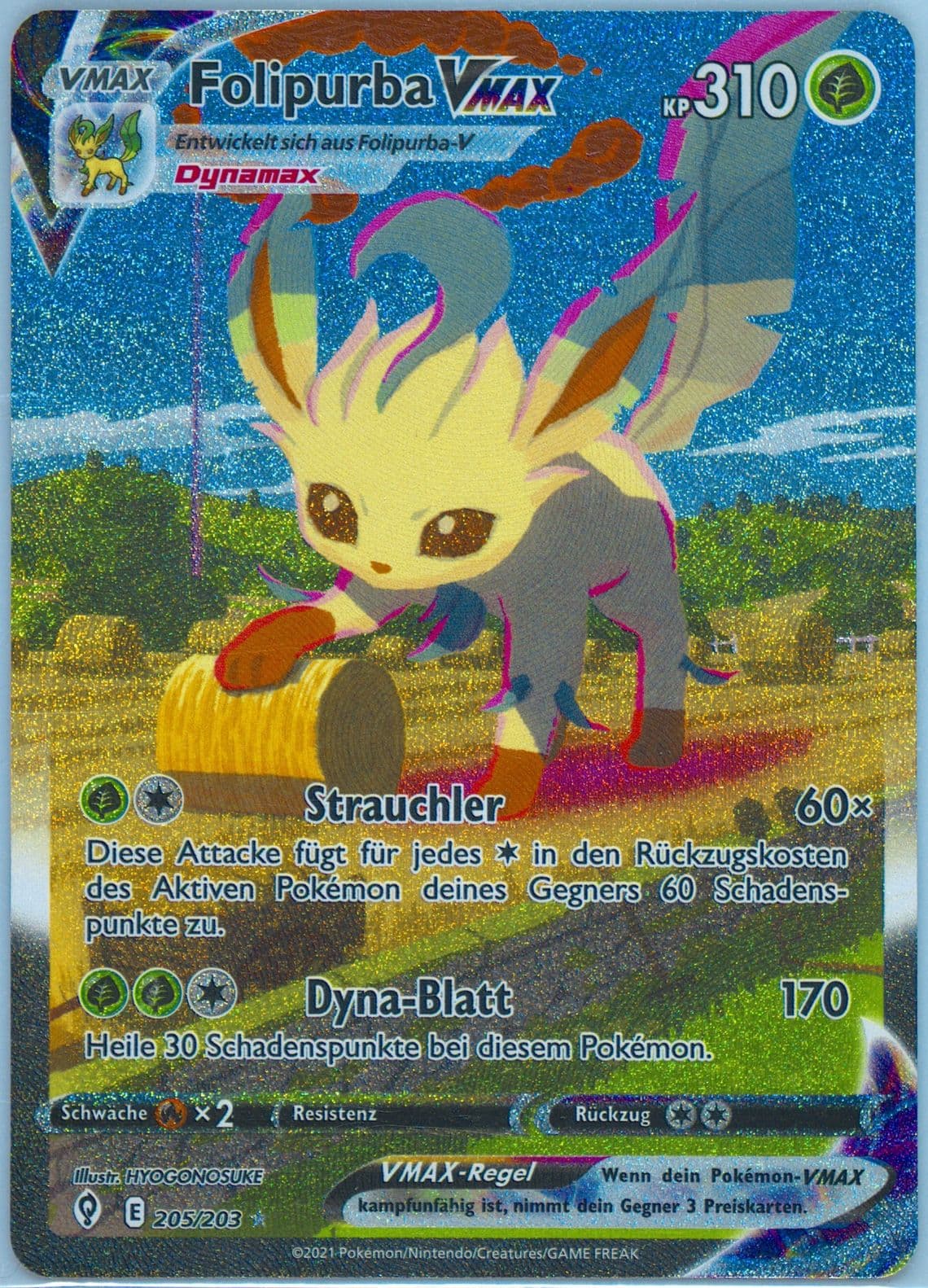 Full Art/Folipurba Vmax German-Secret (205) 2021 Pokemon Sword & Shield Evolving Skies