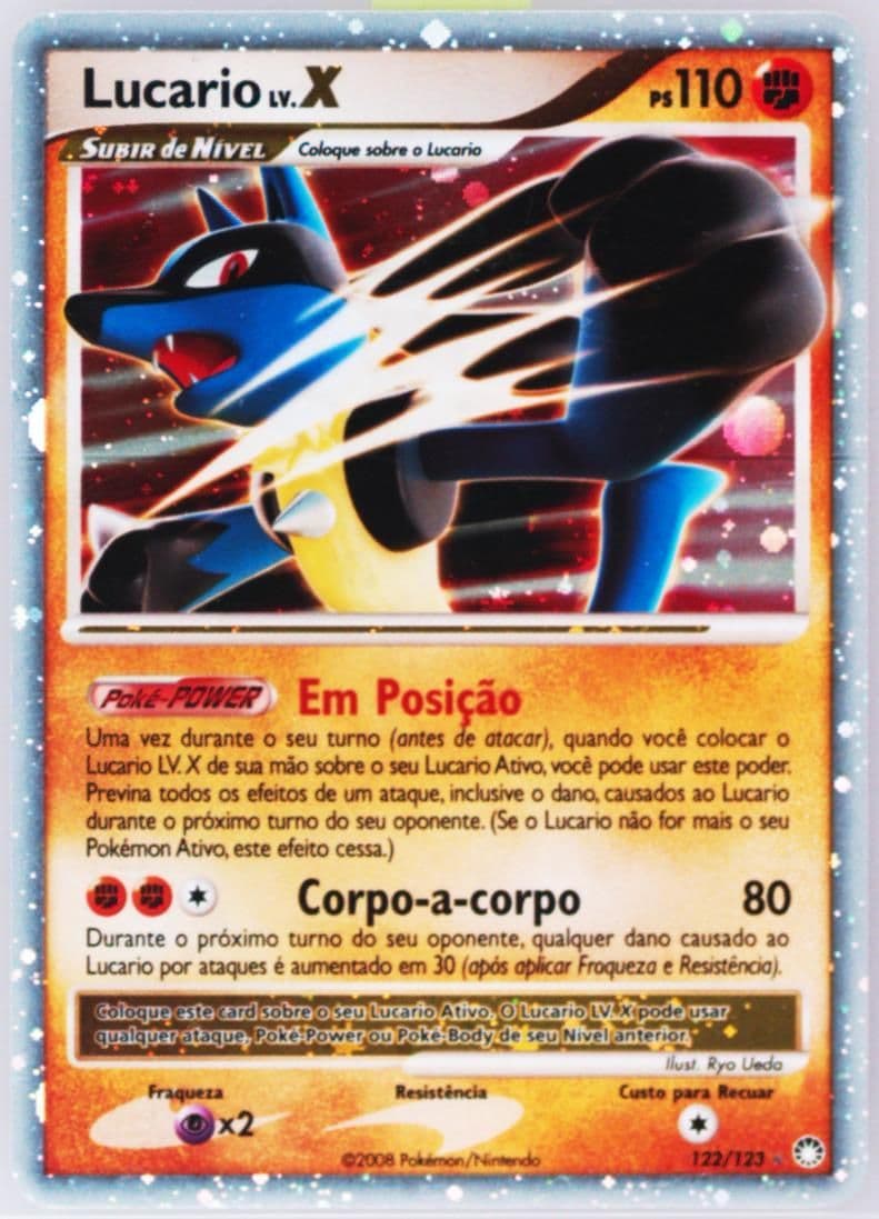 Lucario LV.X-Holo (122) 2008 Pokemon Portuguese Diamond & Pearl Mysterious Treasures