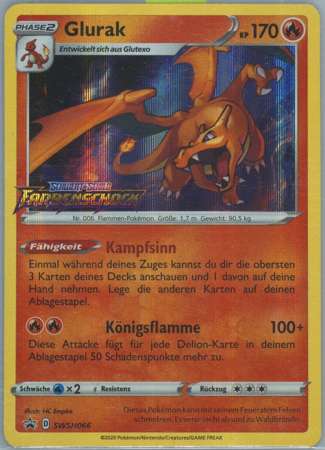 Glurak-Holo Prerelease-German (066) 2020 Pokemon Swsh Black Star Promo