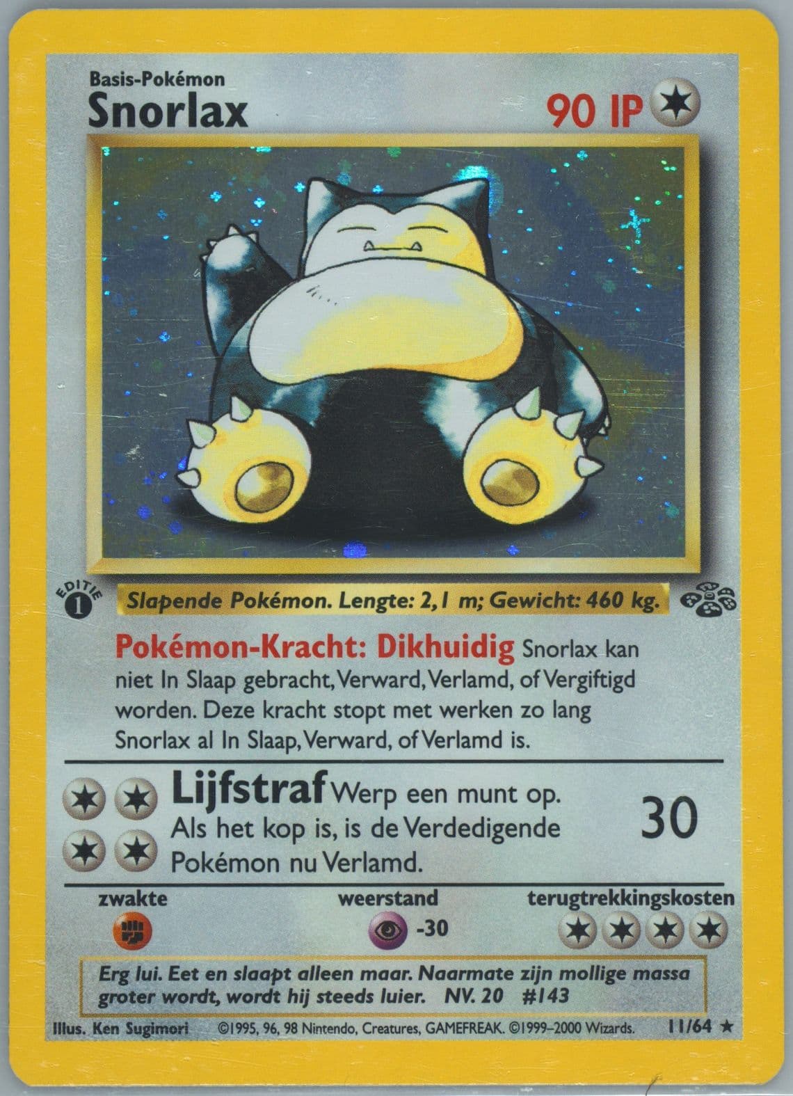 Snorlax-Holo 1st Edition (11) 2000 Pokemon Dutch Jungle