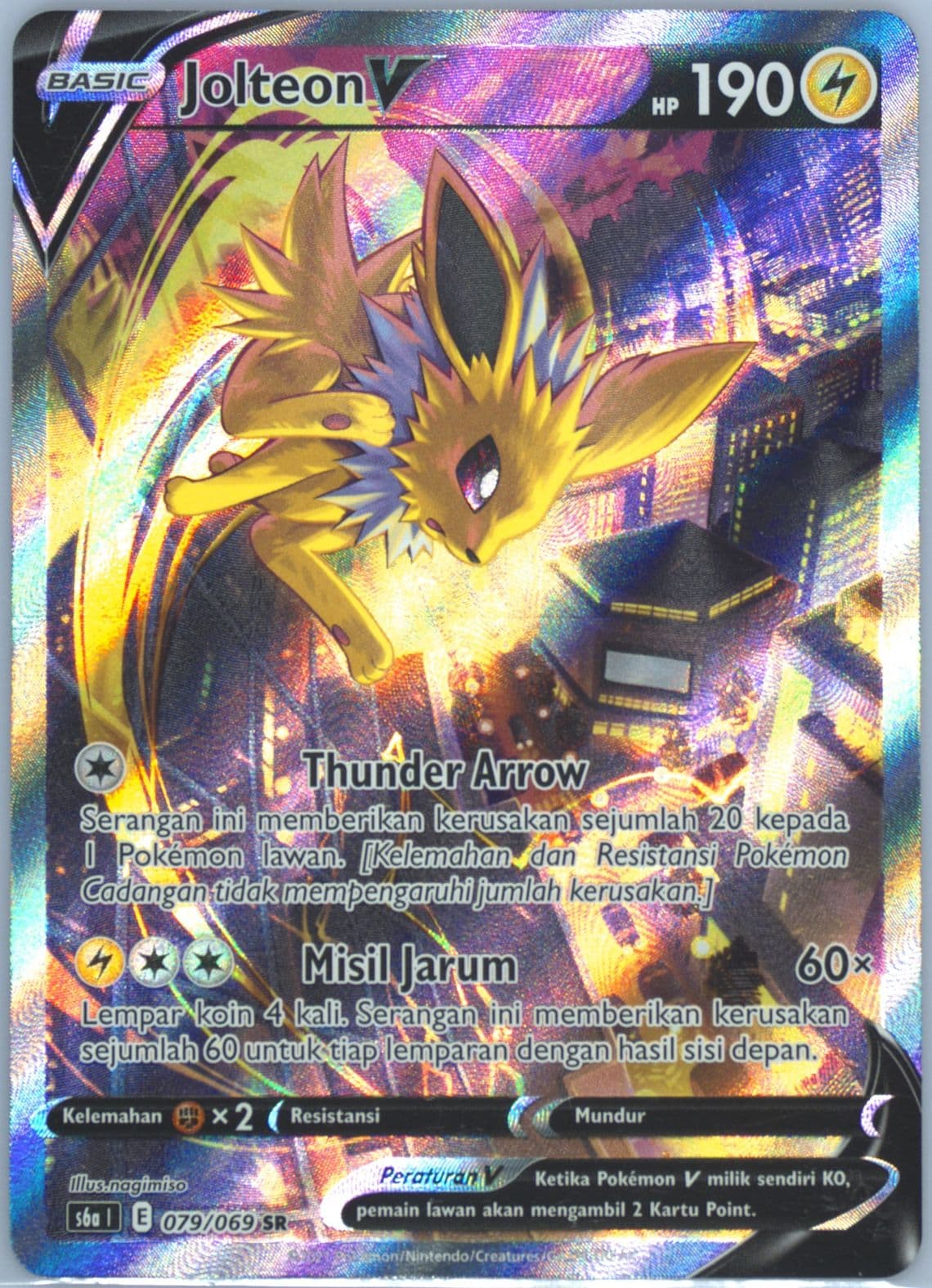 Full Art/Jolteon V (079) 2021 Pokemon Indonesian Sword & Shield Eevee Heroes