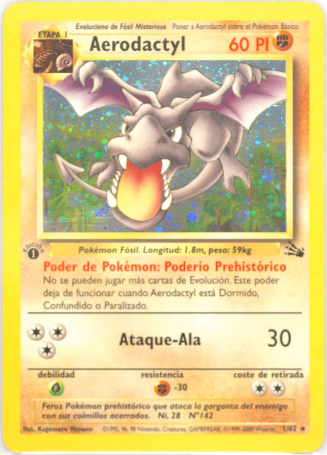 Aerodactyl-Holo 1st Edition (1) 2000 Pokemon Spanish Fossil