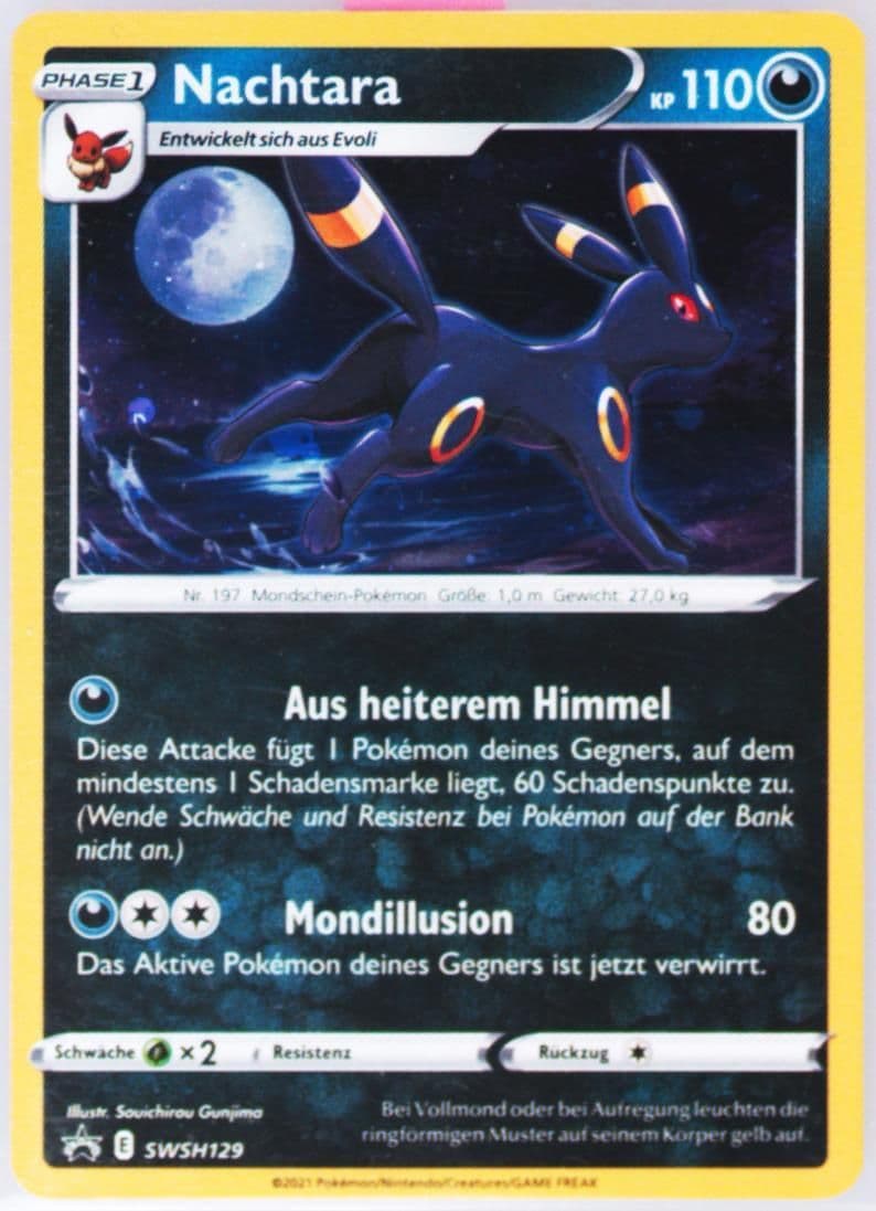 Nachtara-Holo Evolving Skies Three Pack Blisters-German (129) 2021 Pokemon Swsh Black Star Promo