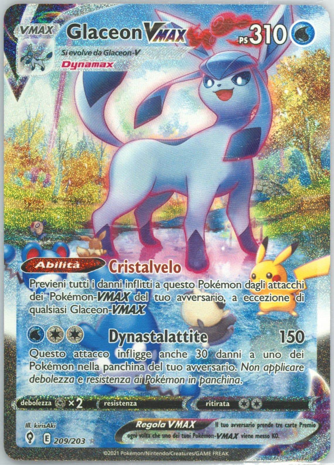 Full Art/Glaceon Vmax Italian-Secret (209) 2021 Pokemon Sword & Shield Evolving Skies