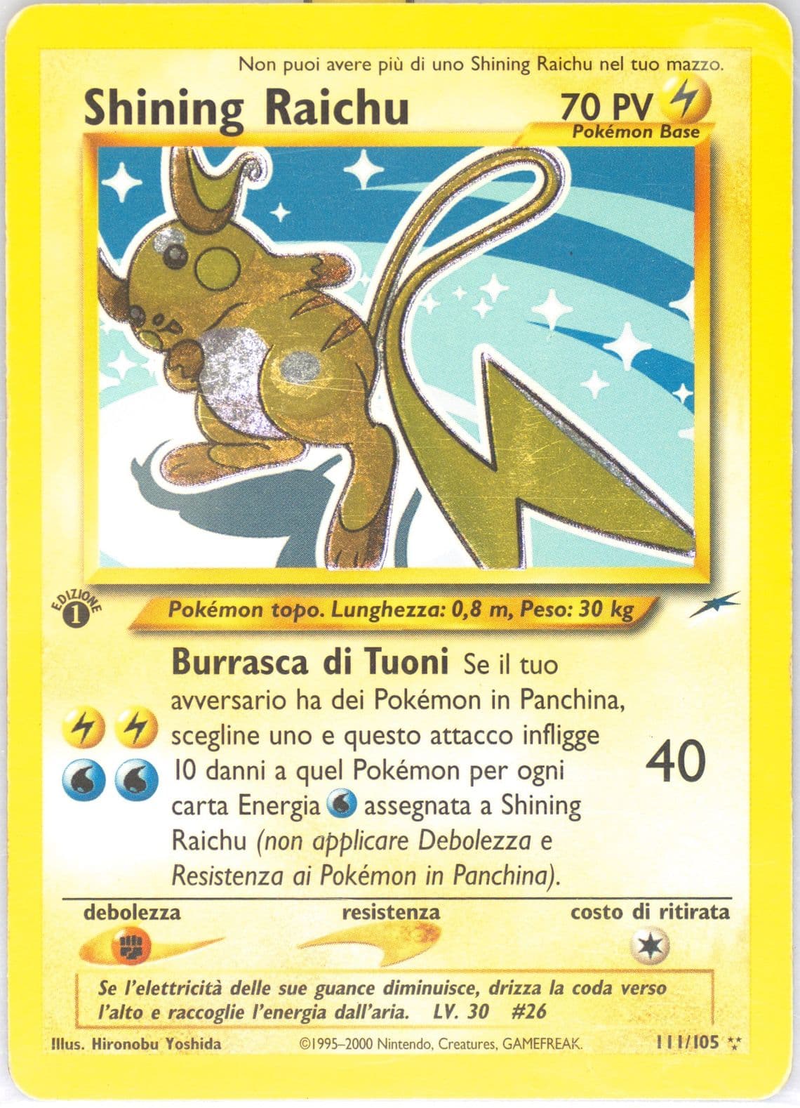 Shining Raichu Italian-1st Edition (111) 2002 Pokemon Neo Destiny