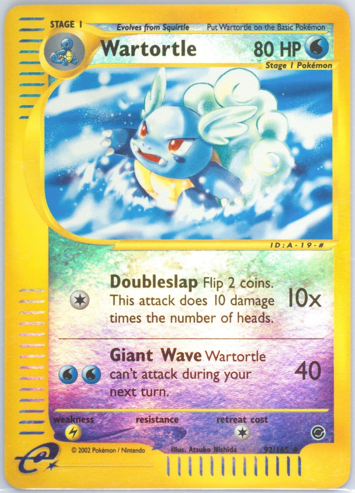 Wartortle-Reverse Foil (92) 2002 Pokemon Expedition