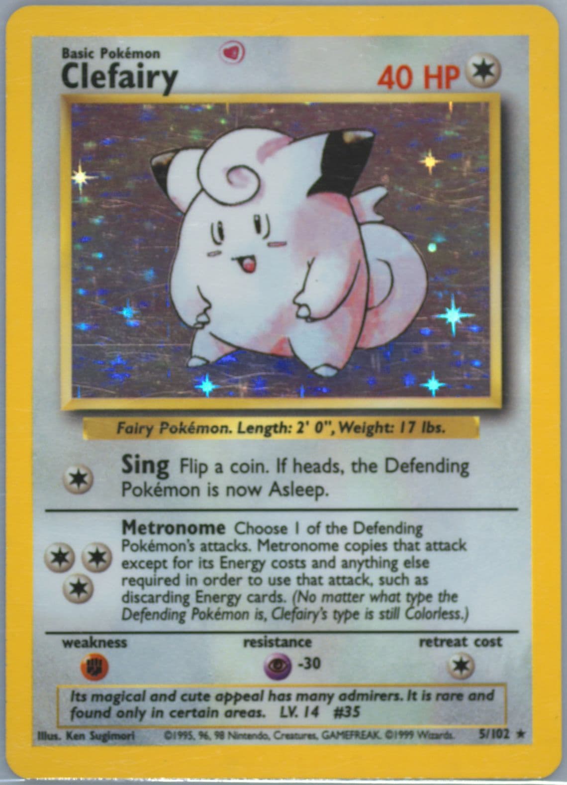 Clefairy-Holo Red Heart Error (5) 1999 Pokemon Game