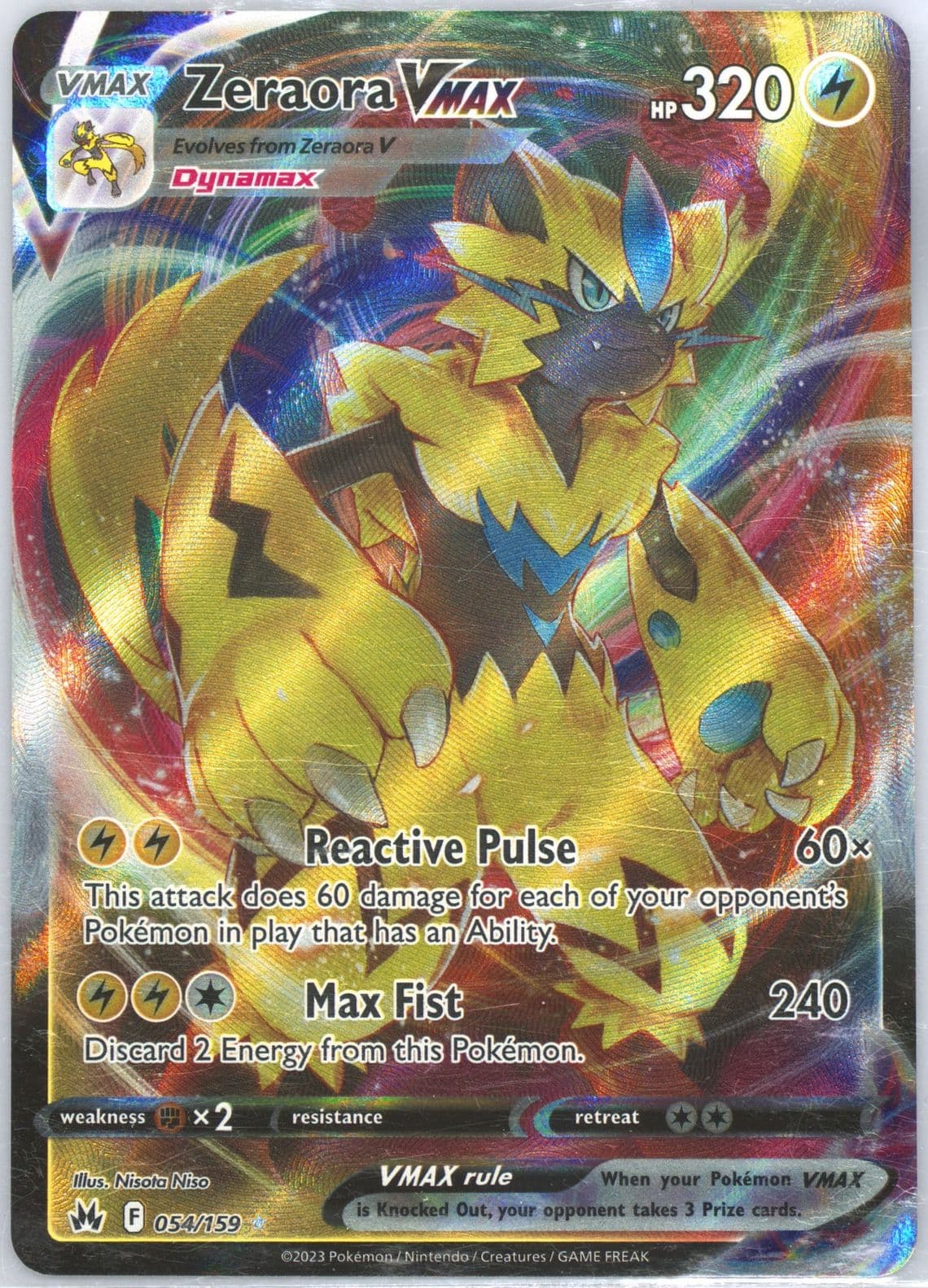 Full Art/Zeraora Vmax (054) 2023 Pokemon Sword and Shield Crown Zenith