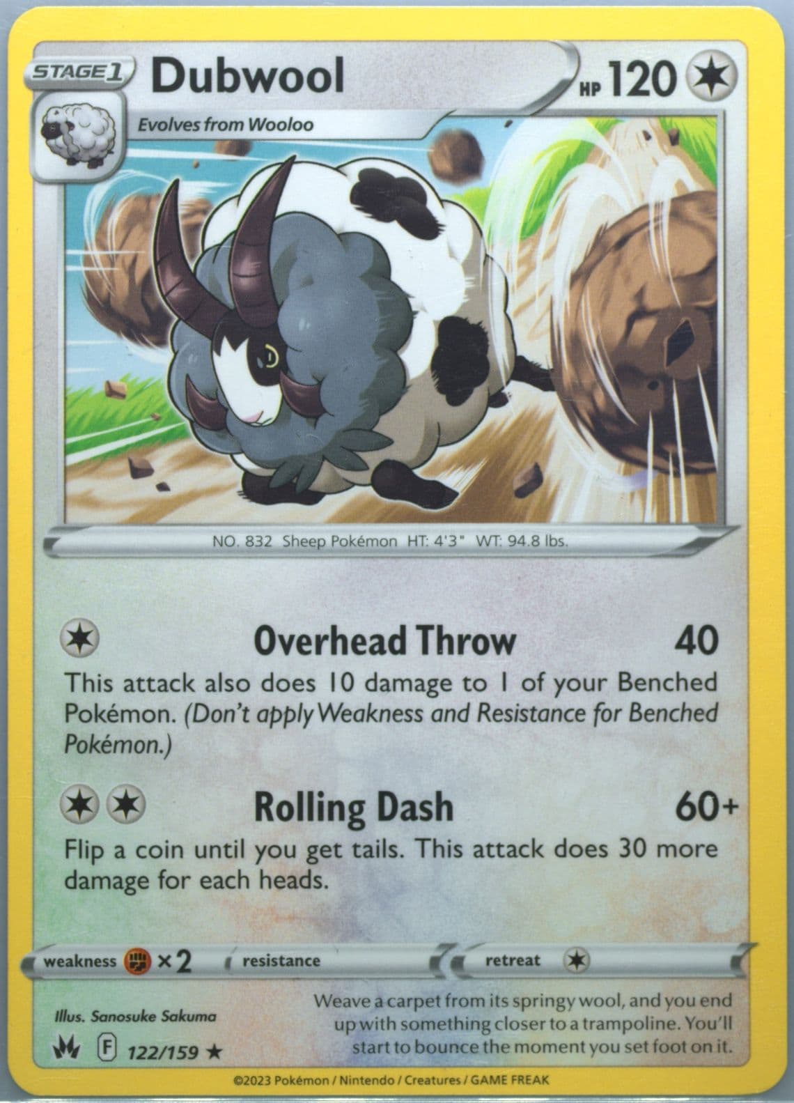 Dubwool (122) 2023 Pokemon Sword and Shield Crown Zenith