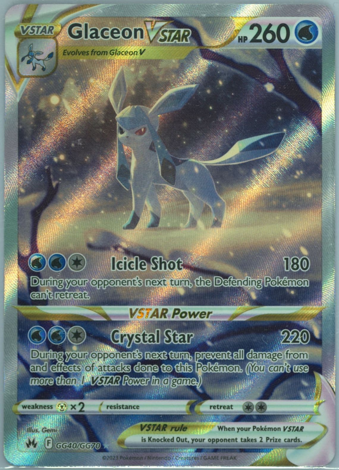 Full Art/Glaceon Vstar (GG40) 2023 Pokemon Sword and Shield Crown Zenith