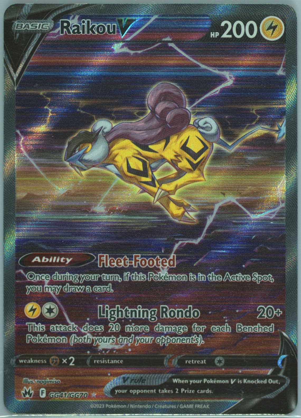 Full Art/Raikou V (GG41) 2023 Pokemon Sword and Shield Crown Zenith