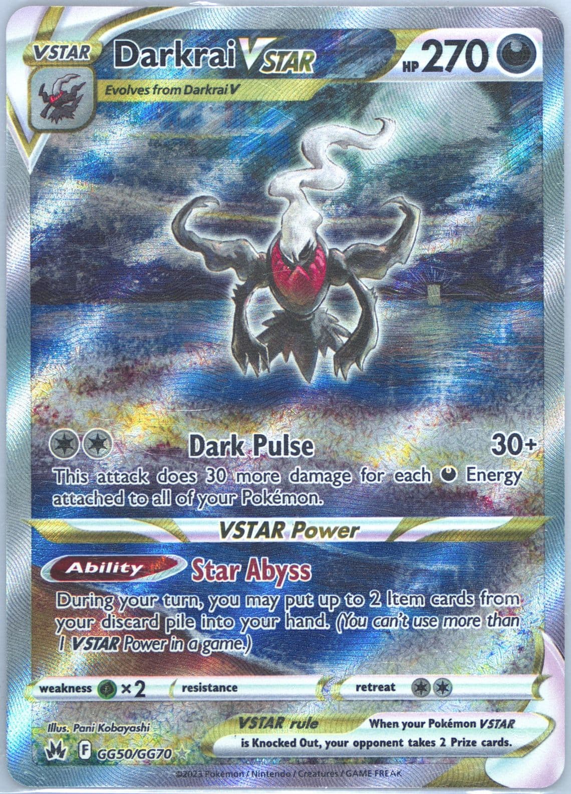 Full Art/Darkrai Vstar (GG50) 2023 Pokemon Sword and Shield Crown Zenith