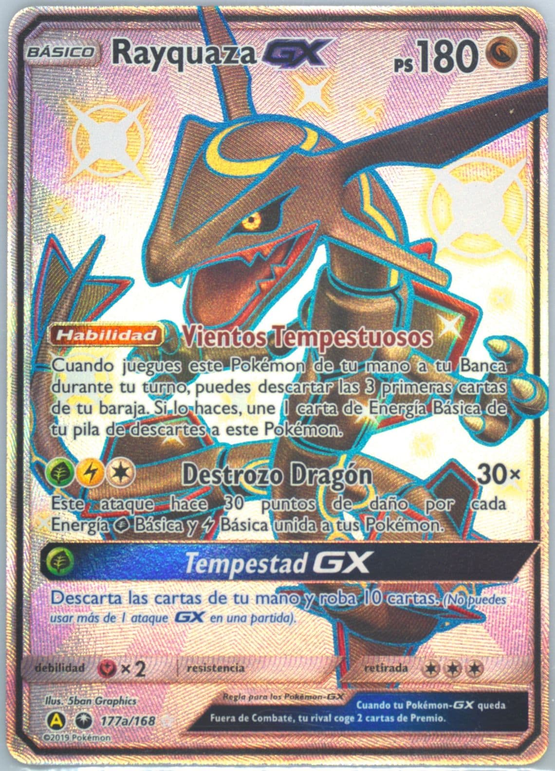 Full Art/Rayquaza GX 2019 Yellow A Hidden Fates Premium Collection-Spanish (177a) 2018 Pokemon Sun & Moon Celestial Storm