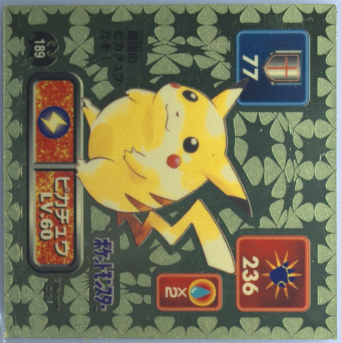 Pikachu (189) 1996 Amada Pokemon Japanese Sticker Collection