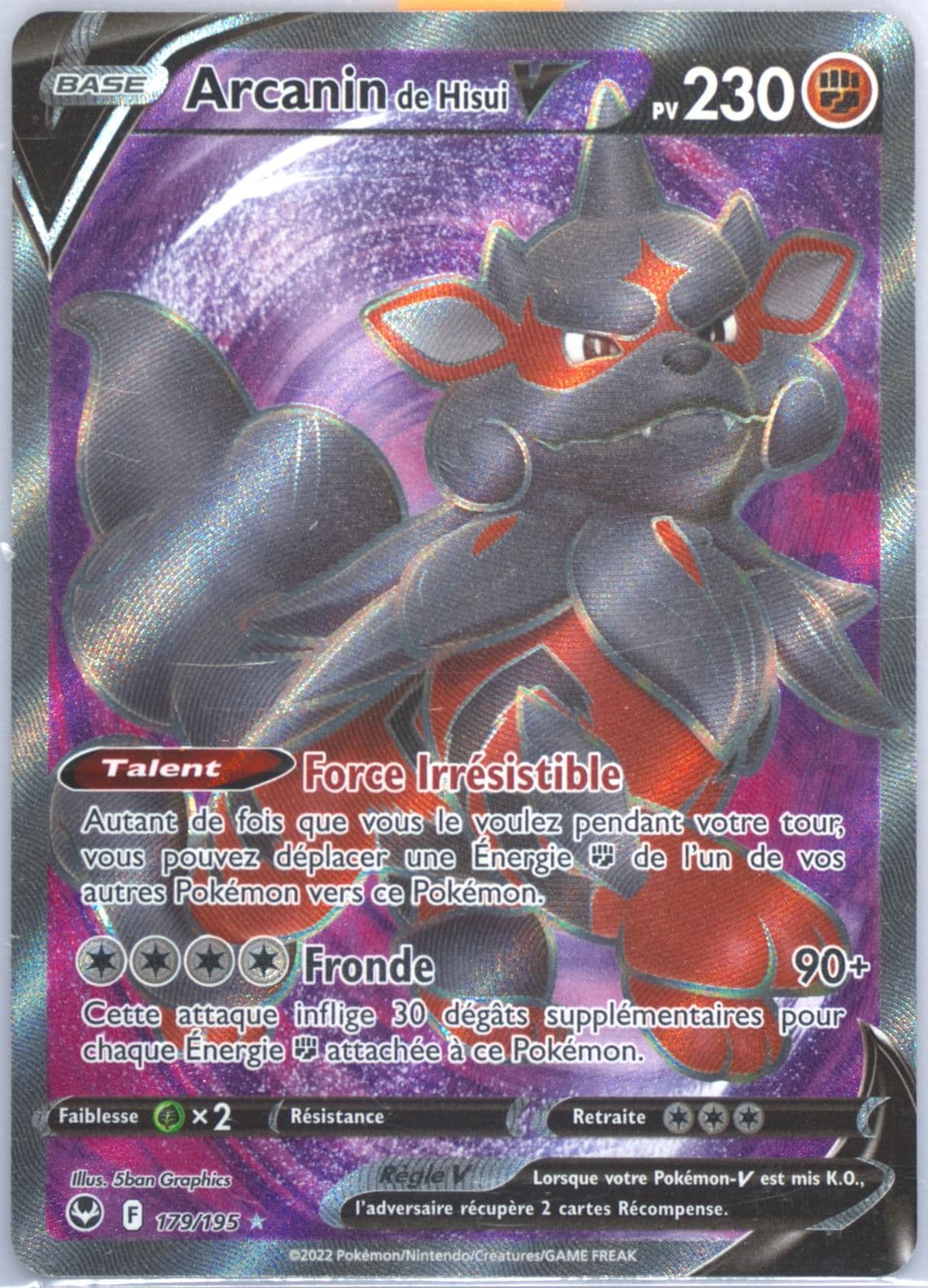 Full Art/Arcanin de Hisui V French (179) 2022 Pokemon Sword & Shield Silver Tempest