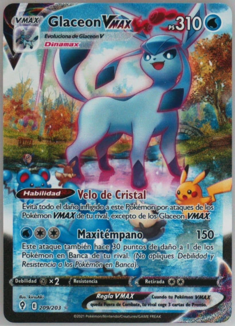Full Art/Glaceon Vmax Spanish-Secret (209) 2021 Pokemon Sword & Shield Evolving Skies