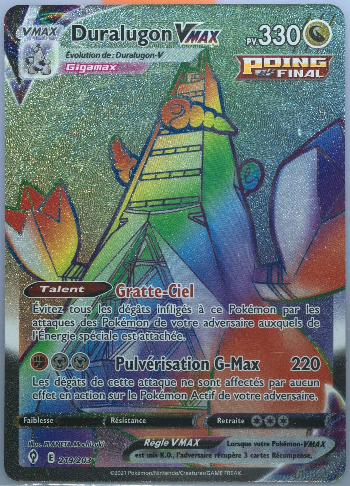 Full Art/Duralugon Vmax French-Secret (219) 2021 Pokemon Sword & Shield Evolving Skies