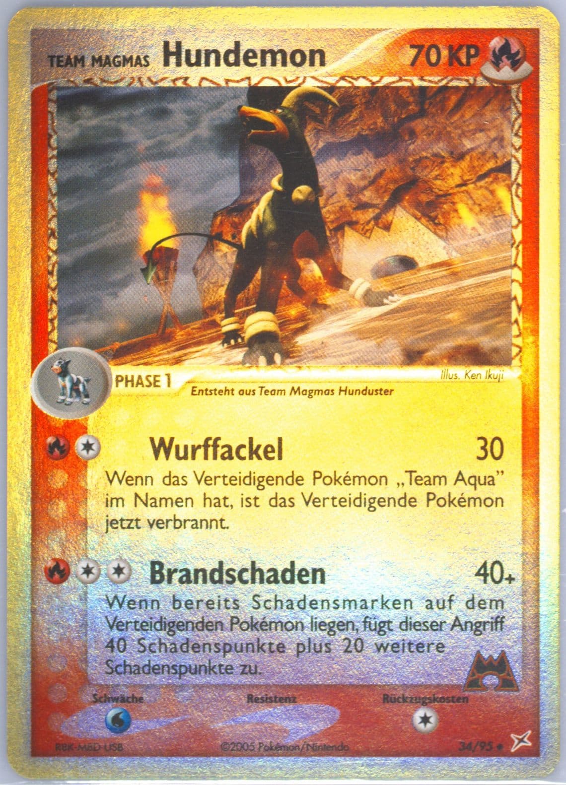 Team Magmas Hundemon-Reverse Foil (34) 2005 Pokemon German EX Team Magma VS Team Aqua