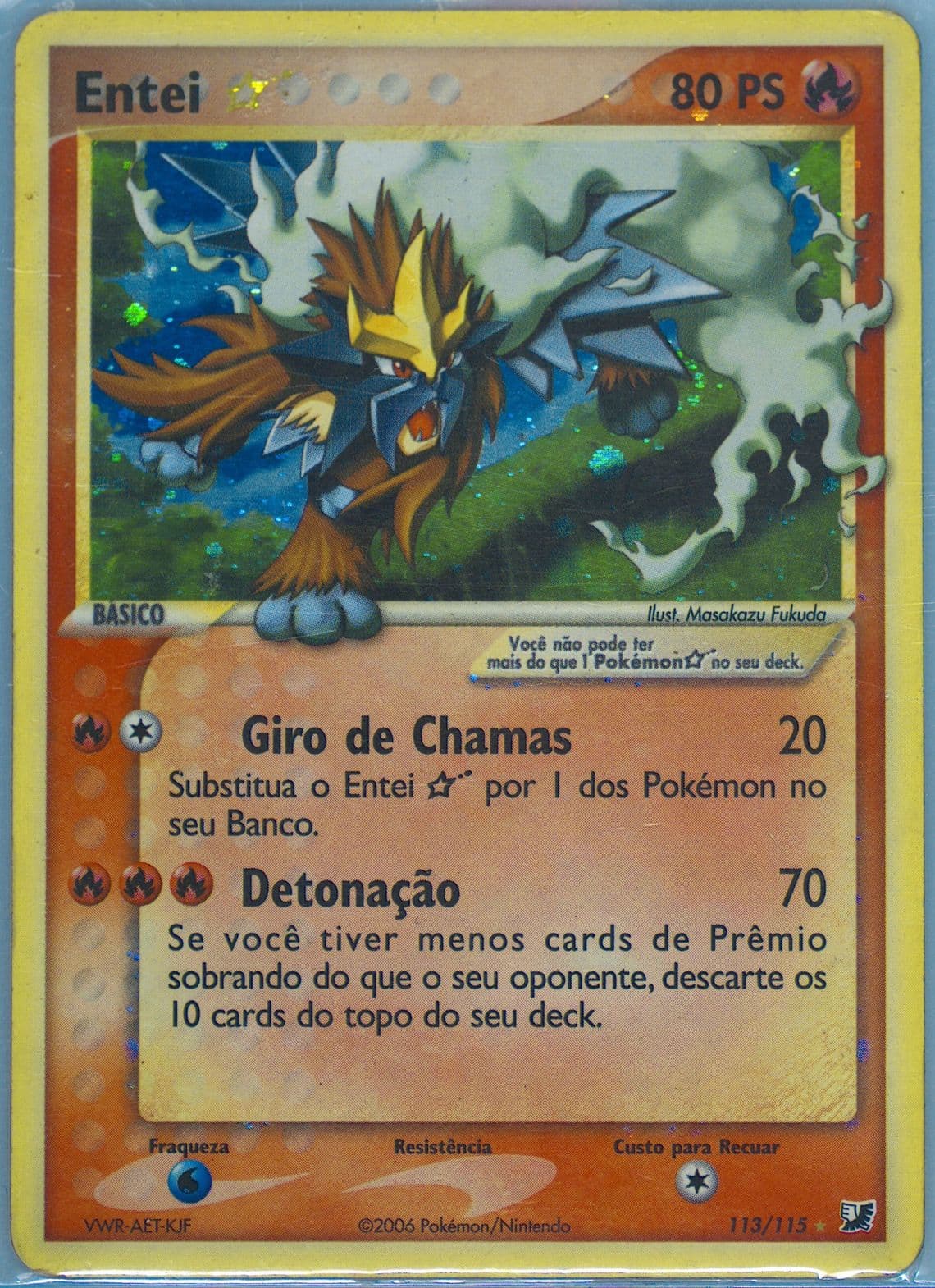 Entei-Holo Gold Star (113) 2006 Pokemon Portuguese EX Unseen Forces