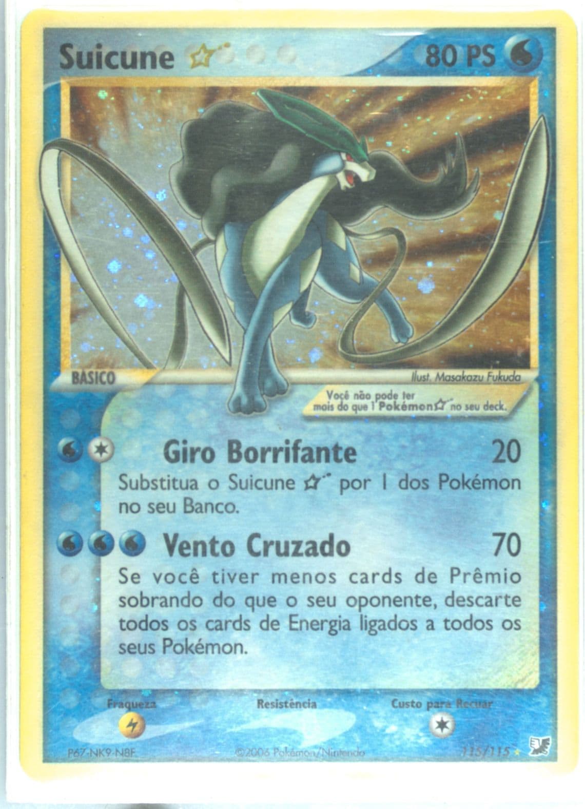 Suicune-Holo Gold Star (115) 2006 Pokemon Portuguese EX Unseen Forces