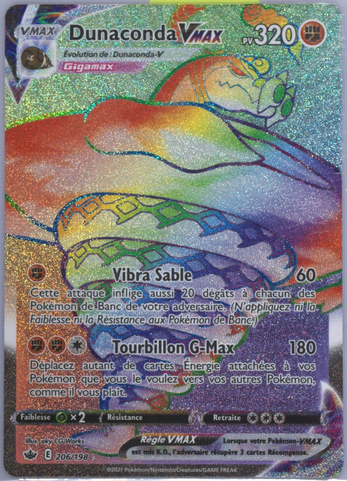 Full Art/Dunaconda Vmax French-Secret (206) 2021 Pokemon Sword & Shield Chilling Reign