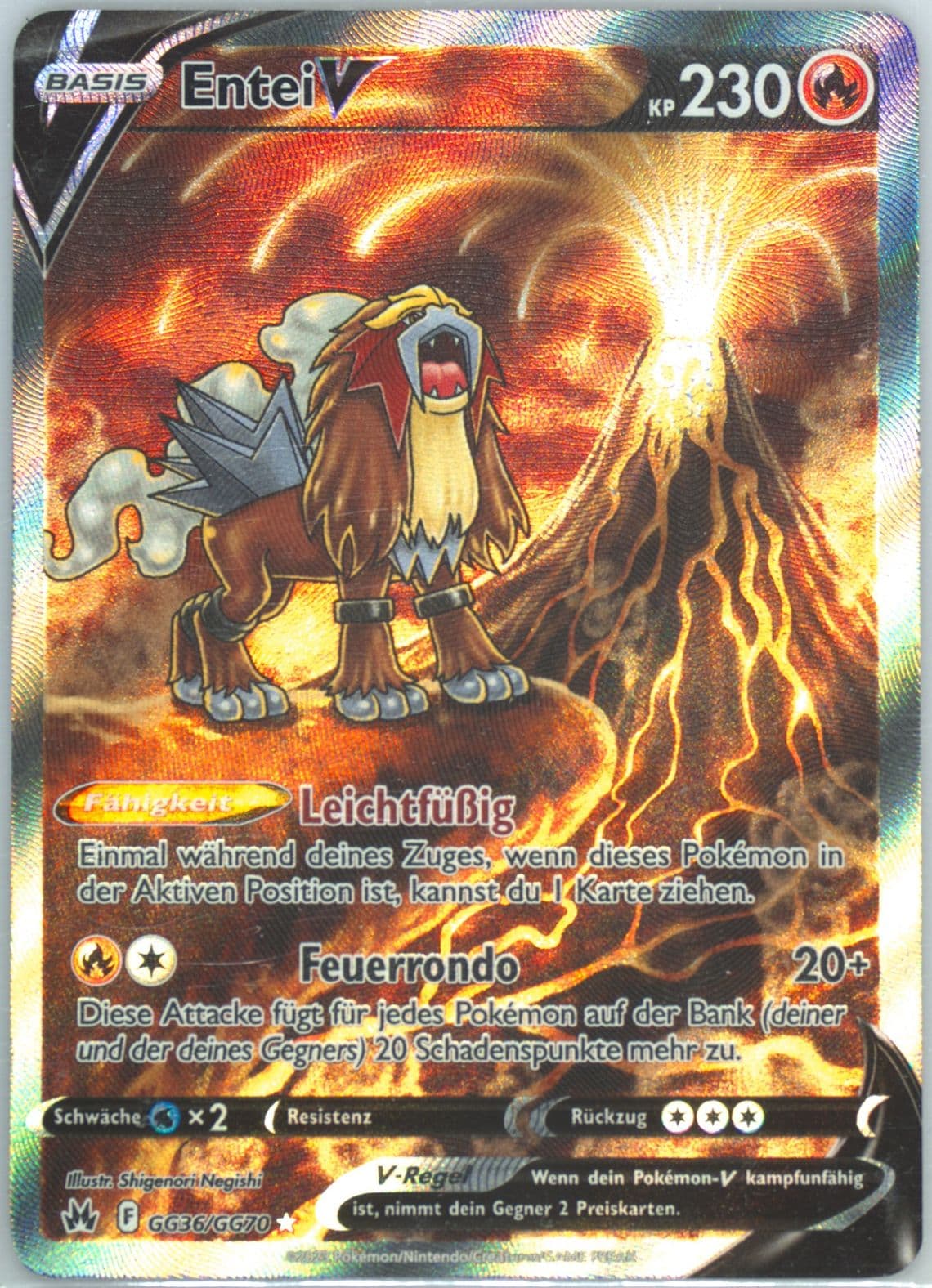 Full Art/Entei V German (GG36) 2023 Pokemon Sword and Shield Crown Zenith
