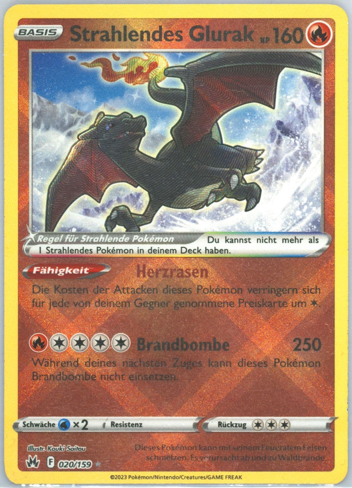 Strahlendes Glurak German (020) 2023 Pokemon Sword and Shield Crown Zenith