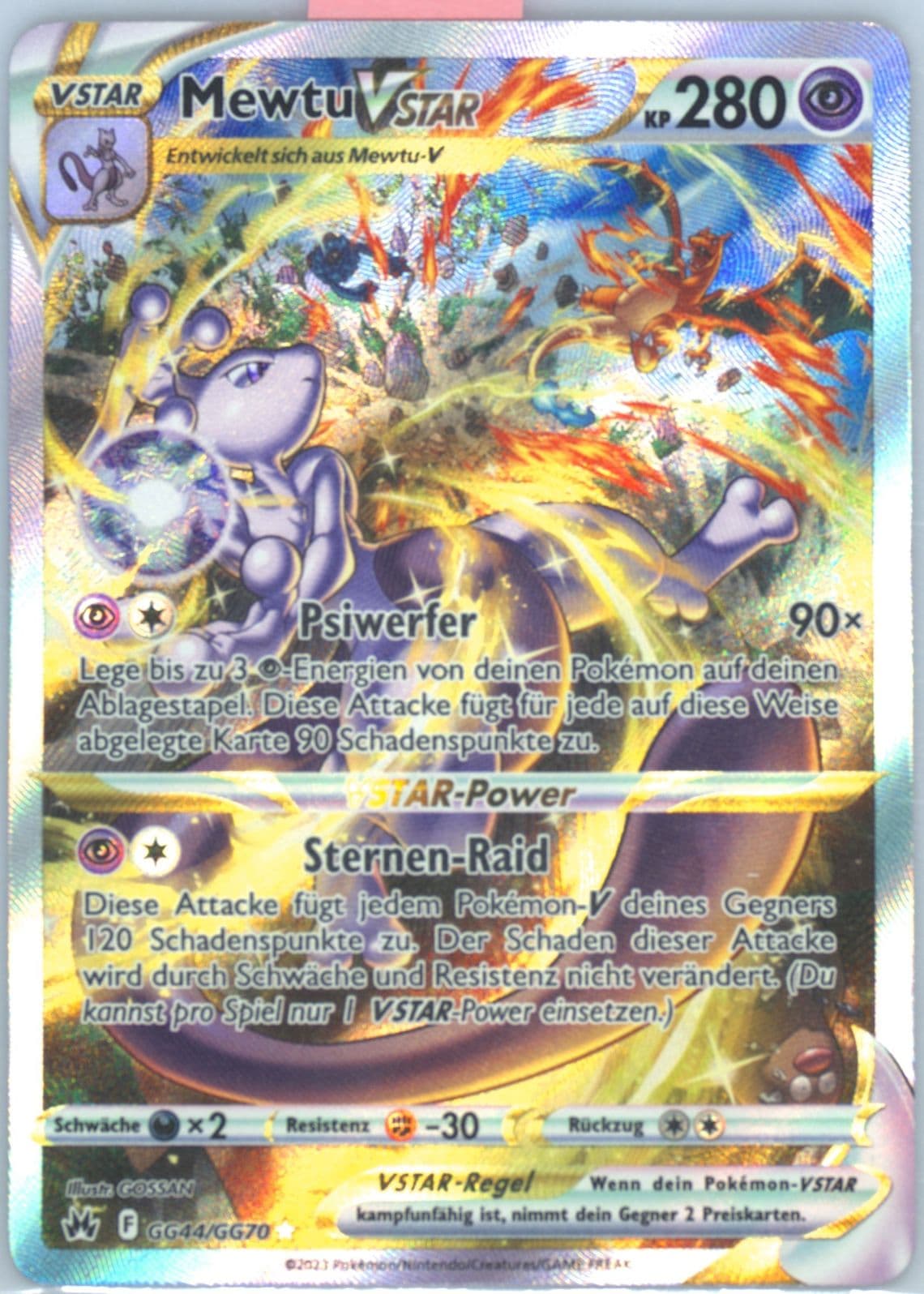 Full Art/Mewtu Vstar German (GG44) 2023 Pokemon Sword and Shield Crown Zenith