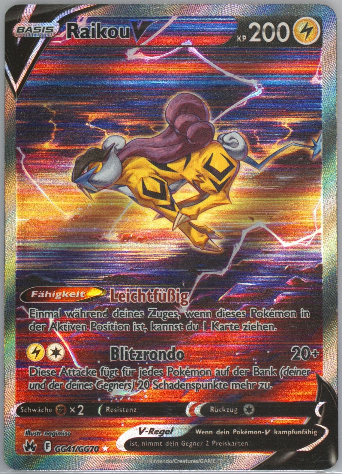 Full Art/Raikou V German (GG41) 2023 Pokemon Sword and Shield Crown Zenith