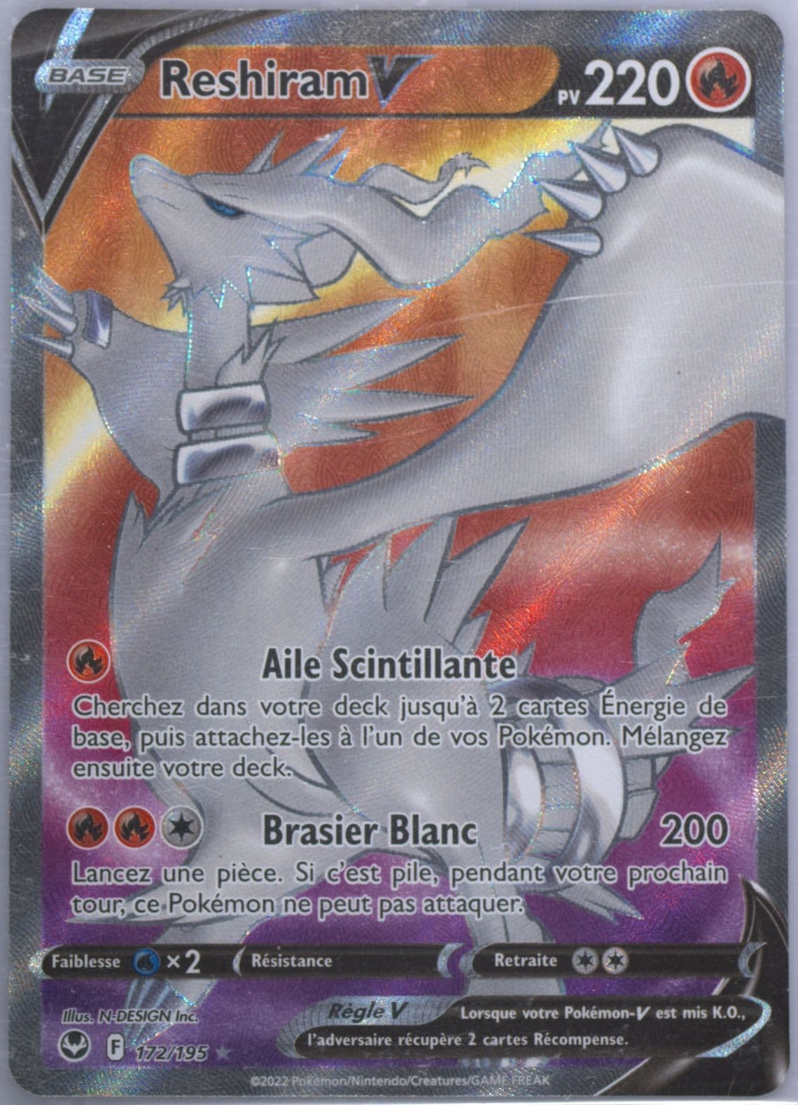 Full Art/Reshiram V French (172) 2022 Pokemon Sword & Shield Silver Tempest
