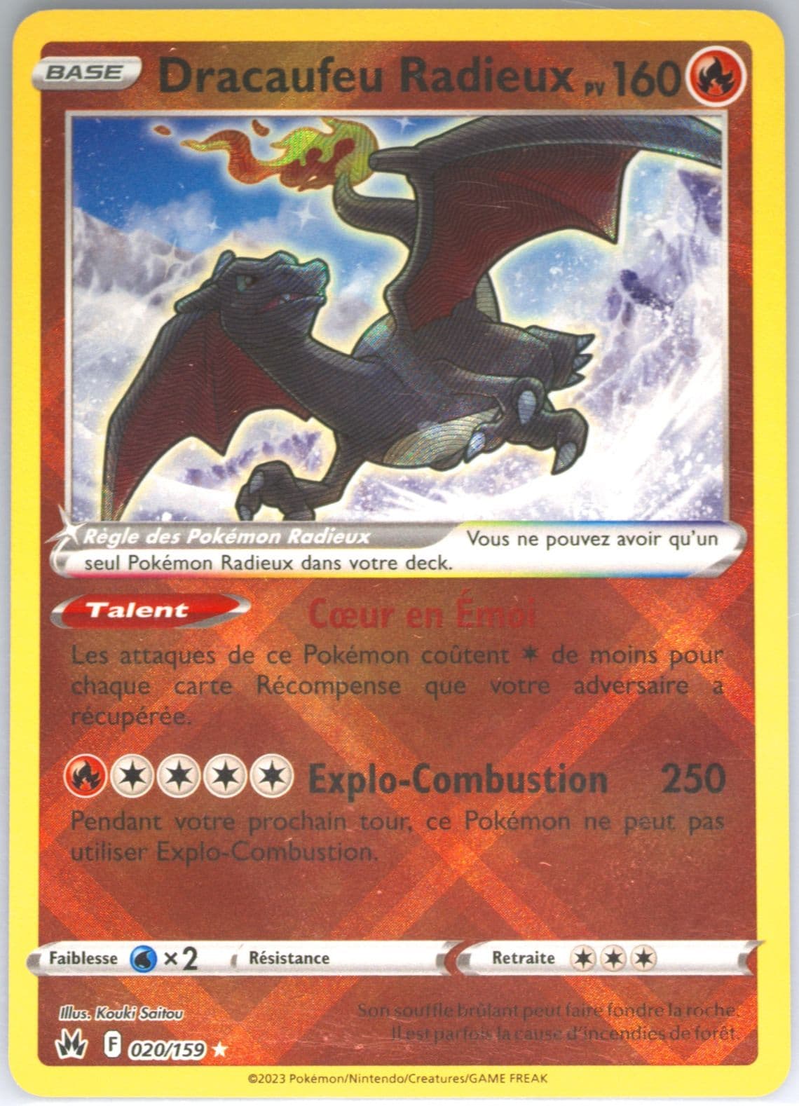 Dracaufeu Radieux French (020) 2023 Pokemon Sword and Shield Crown Zenith