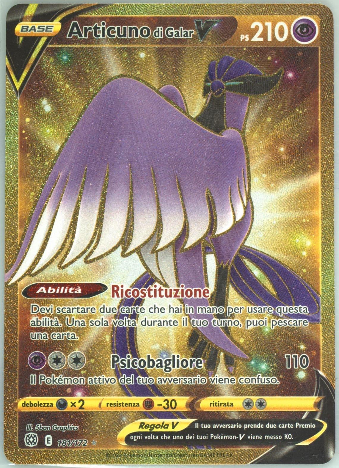 Full Art/Articuno de Galar V Italian-Secret (181) 2022 Pokemon Sword & Shield Brilliant Stars
