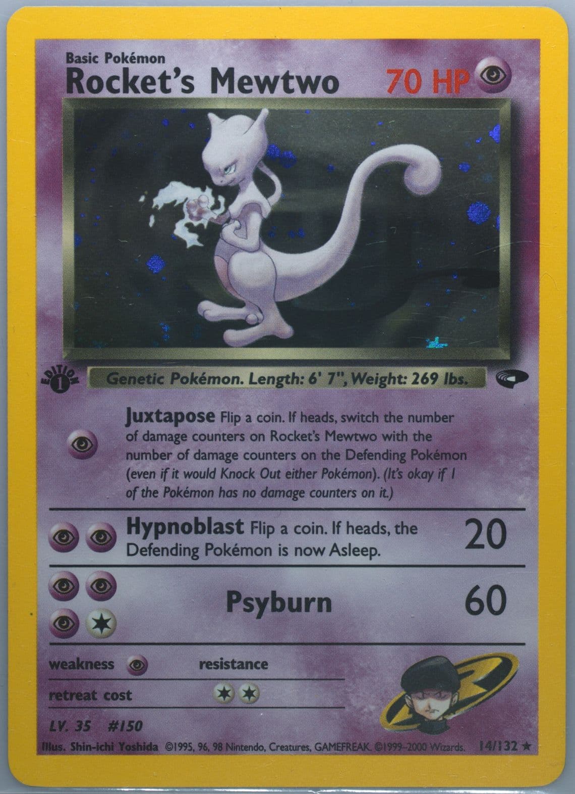 Rocket's Mewtwo Holo-1st Edition (14) 2000 Pokemon Gym Challenge