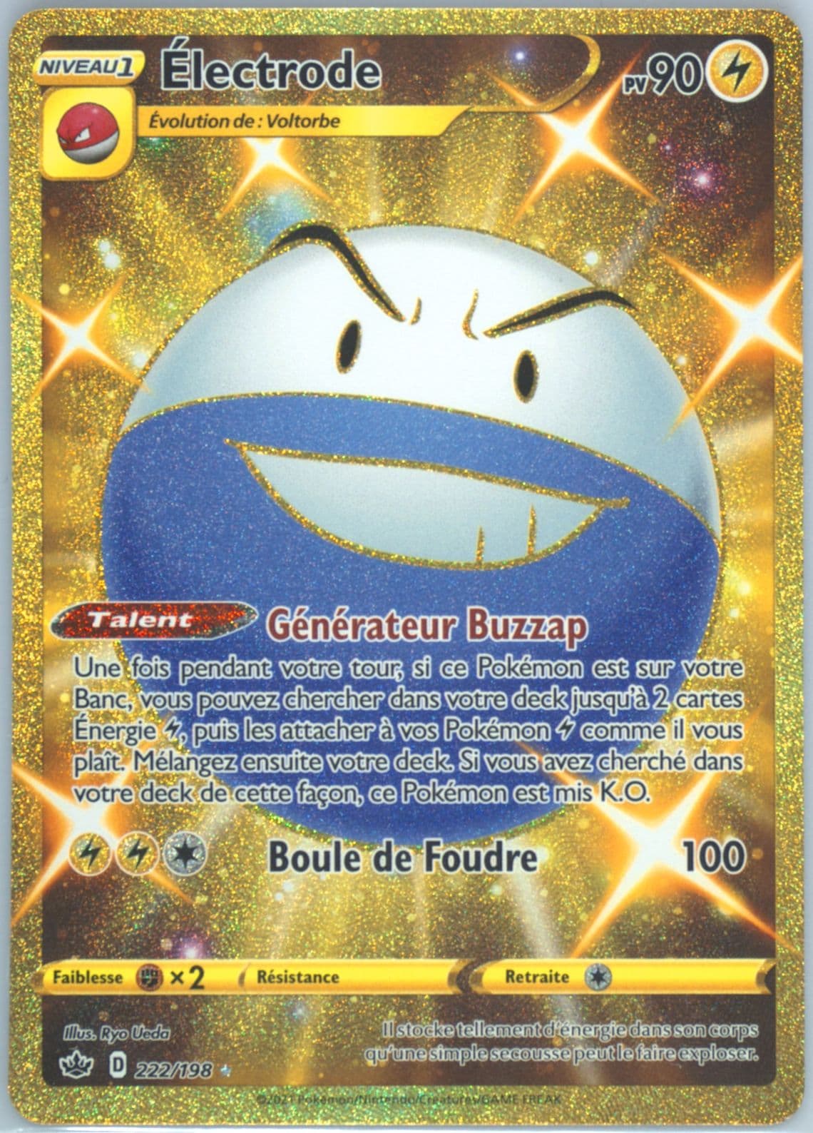 Full Art/Electrode French-Secret (222) 2021 Pokemon Sword & Shield Chilling Reign