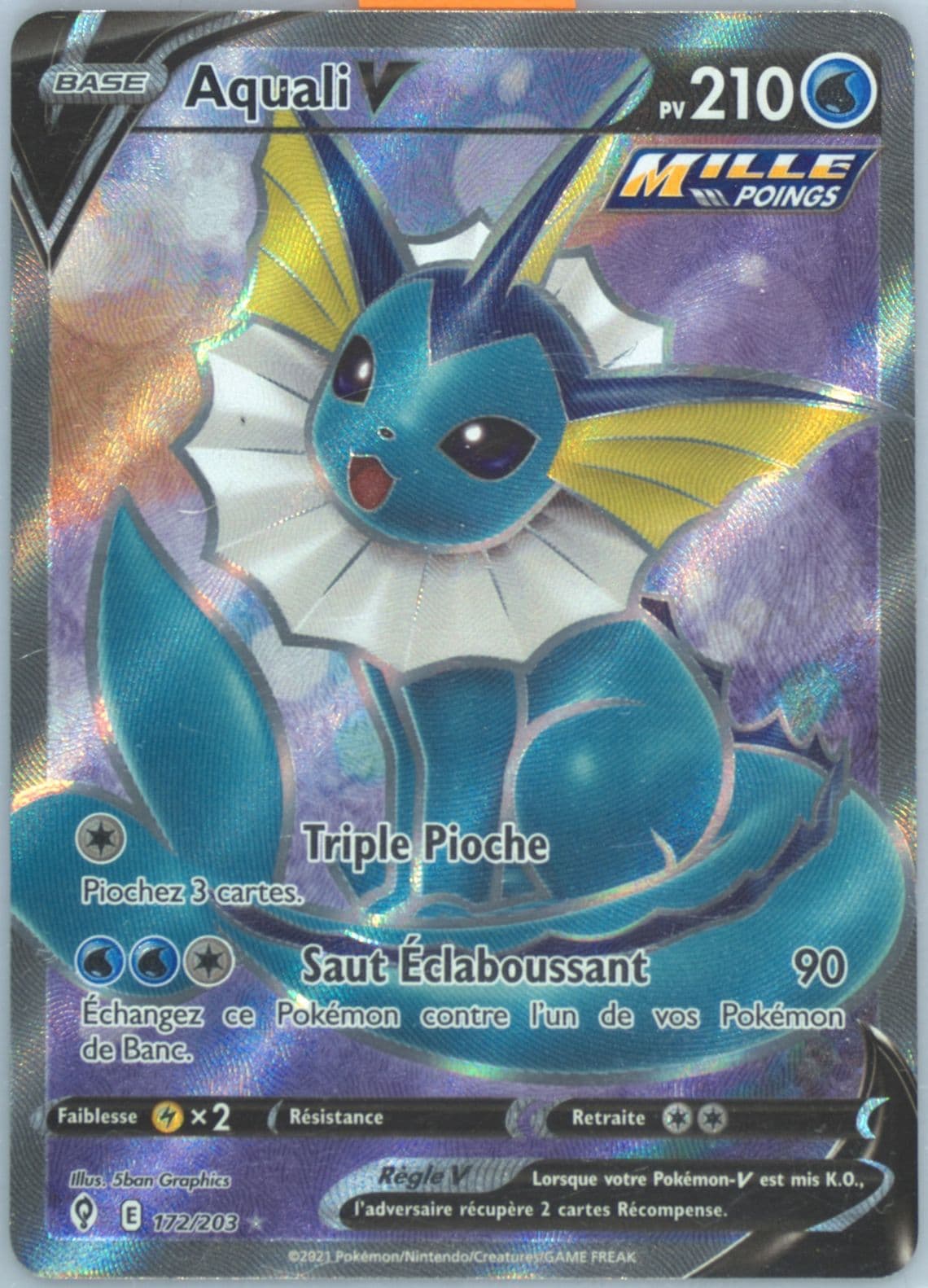 Full Art/Aquali V French (172) 2021 Pokemon Sword & Shield Evolving Skies