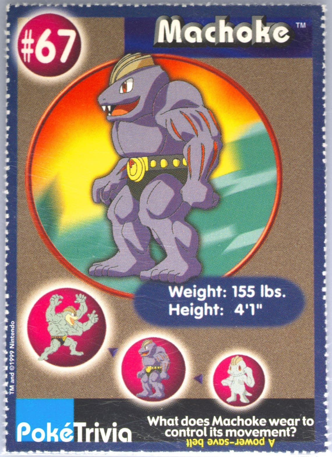 Machoke Perforated (67) 1999 Pokemon Burger King